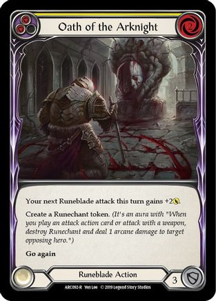 Oath of the Arknight (Yellow) [ARC092-R] (Arcane Rising)  1st Edition Rainbow Foil
