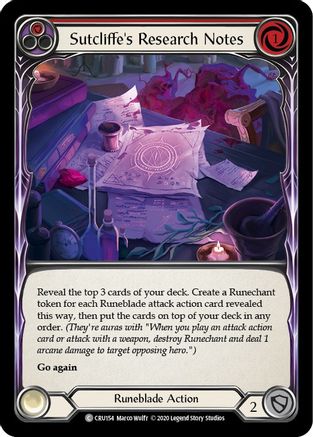 Sutcliffe's Research Notes (Red) [U-CRU154] (Crucible of War Unlimited)  Unlimited Rainbow Foil