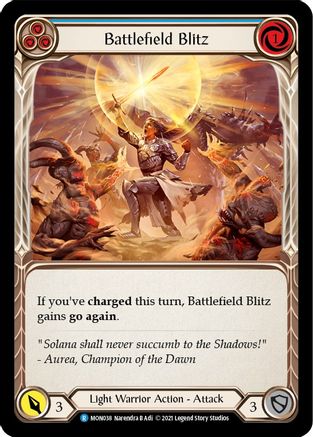 Battlefield Blitz (Blue) [MON038-RF] (Monarch)  1st Edition Rainbow Foil