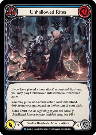 Unhallowed Rites (Blue) [U-MON161-RF] (Monarch Unlimited)  Unlimited Rainbow Foil