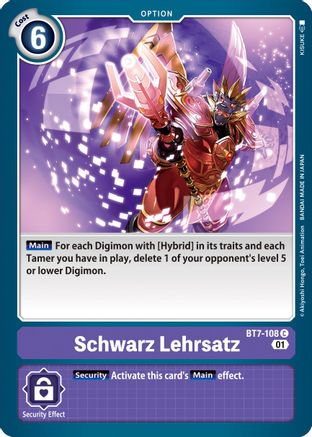 Schwarz Lehrsatz [BT7-108] [Next Adventure]