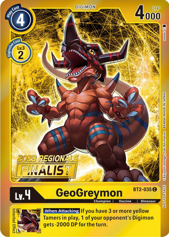 GeoGreymon [BT2-035] (2023 Regionals Finalist) [Release Special Booster Promos]