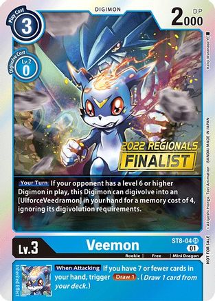 Veemon [ST8-04] (2022 Championship Online Regional) (Online Finalist) [Starter Deck: Ulforce Veedramon Promos]