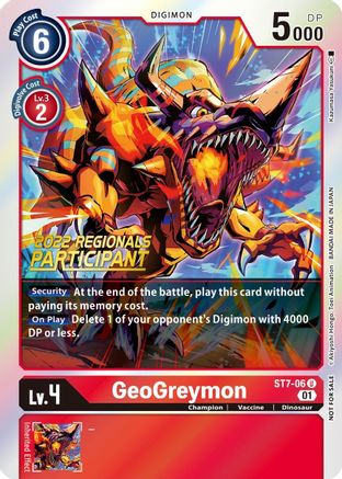 GeoGreymon [ST7-06] (2022 Championship Offline Regional) (Online Participant) [Starter Deck: Gallantmon Promos]