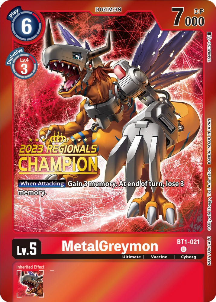 MetalGreymon [BT1-021] (2023 Regionals Champion) [Release Special Booster Promos]