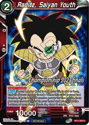 Raditz, Saiyan Youth (2023 Championship Finals Celebration Pack) (BT11-005) [Tournament Promotion Cards]