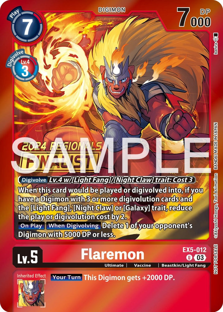 Flaremon [EX5-012] (2024 Regionals Finalist) [Animal Colosseum Promos]