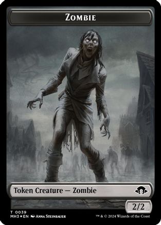 Zombie (Ripple Foil) // Elephant Double-Sided Token (M3C-39 // 18) - Modern Horizons 3 Commander Foil