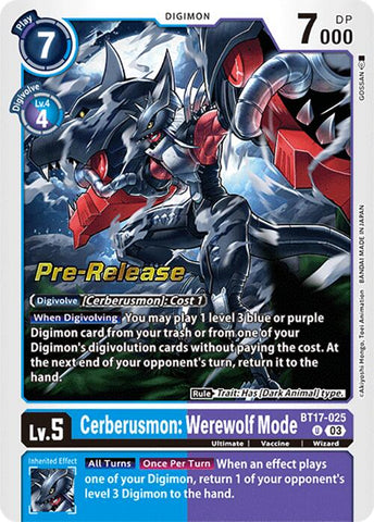 Cerberusmon: Werewolf Mode [BT17-025] [Secret Crisis Pre-Release Cards]