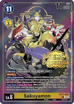 Sakuyamon [BT17-038] (Championship 2024 Gold Stamp Card Set) [Secret Crisis]