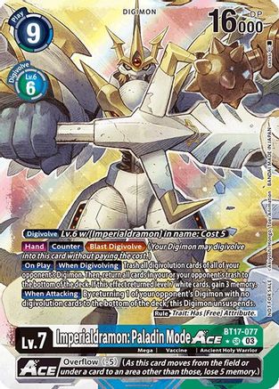Imperialdramon: Paladin Mode ACE [BT17-077] (World Convergence Release Event Winner) [World Convergence Release Event Cards]