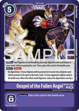 Gospel of the Fallen Angel [BT18-100] (Limited Card Pack -Billion Bullet-) [Limited Card Pack -Billion Bullet-]