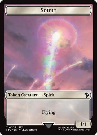 Spirit // Squid Double-Sided Token (Surge Foil) [FINAL FANTASY Commander Tokens]