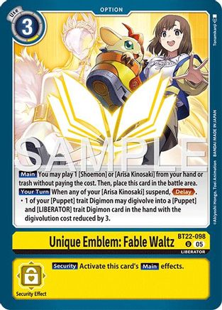 Unique Emblem: Fable Waltz [BT22-098] [Cyber Eden]