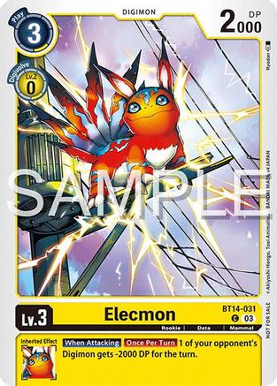 Elecmon [BT14-031] (Time Stranger Demo Deck) [Digimon Demo Deck Exclusive Cards]