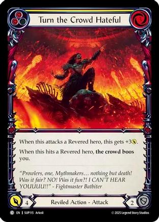 Turn the Crowd Hateful (Yellow) [SUP115] (Super Slam)  Rainbow Foil