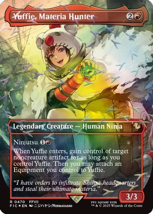 Yuffie, Materia Hunter (Borderless) (Chocobo Track Foil) [FINAL FANTASY Commander]