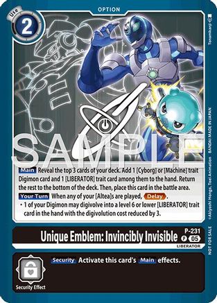 Unique Emblem: Invincibly Invisible [P] (Dawn of Liberator Box Topper) [Promotional Cards]