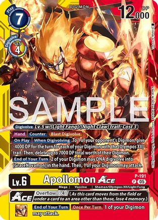 Apollomon ACE [P-191] [Limited Card Pack -Another Knight-]