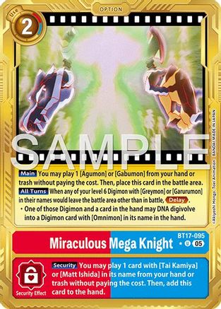 Miraculous Mega Knight [BT17-095] (Gold Border) [Advanced Booster Digimon Generation]