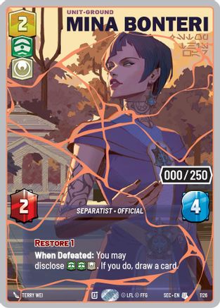 Mina Bonteri - Stop This War (Serialized) (Rose Gold) (1126) - Secrets of Power Foil