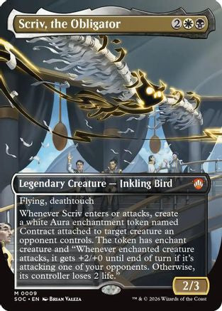 Scriv, the Obligator (Borderless) (SOC-009) - Commander: Secrets of Strixhaven Foil