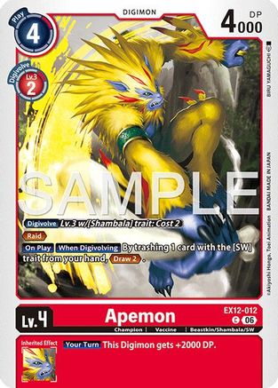 Apemon (EX12-012) - Digital World Shambala