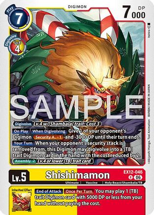 Shishimamon (EX12-011) - Digital World Shambala Foil