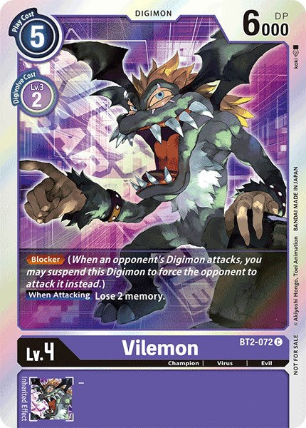 Vilemon [BT2-072] (Event Pack 1) [Release Special Booster Promos]